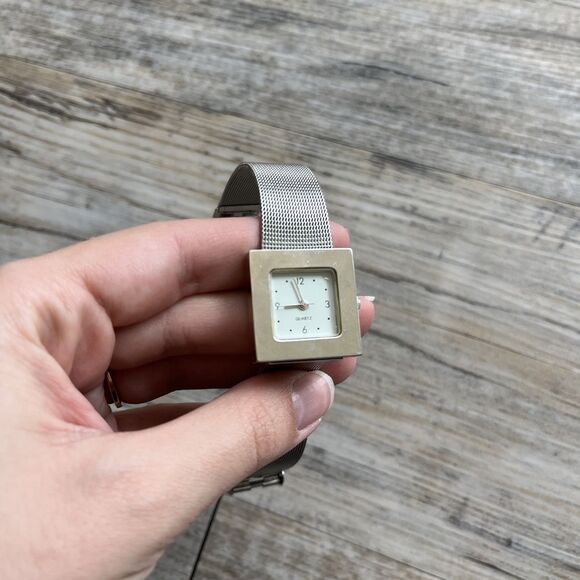 Yves Rocher Two Tone Vintage Watch Square Silver and Gold Mesh Strap Antique - Picture 1 of 8
